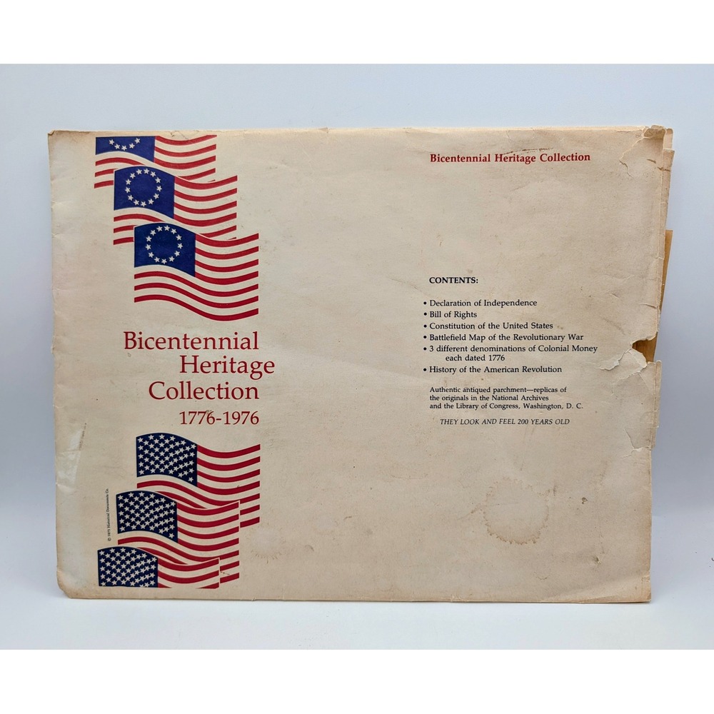 Vintage Bicentennial Heritage Collection 1776-1976 Parchment Document Replicas